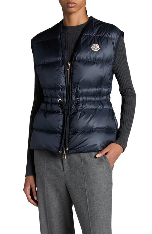 Moncler Nai Nylon Down Vest In Dark Navy Blue