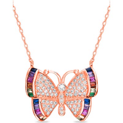 Lesa Michele Rainbow Butterfly Cubic Zirconia Necklace