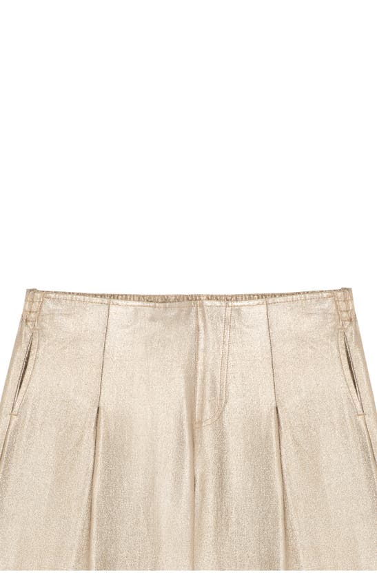 Shop Truce Kids' High Waist Wide Leg Metallic Pants In Gold