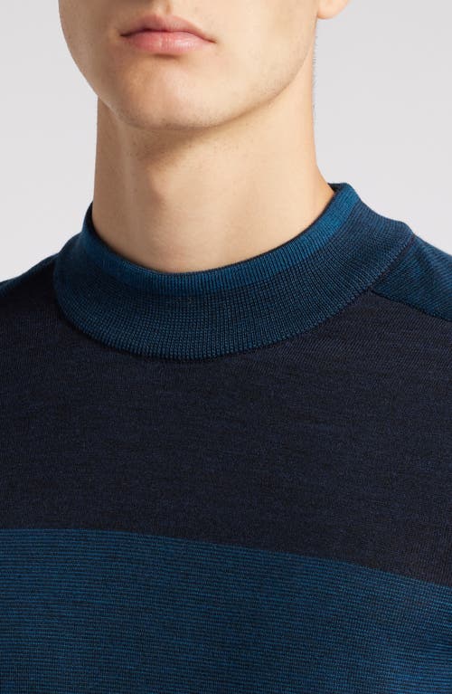 Shop Robert Barakett Cullen Bay Colorblock Wool Sweater In Dark Teal