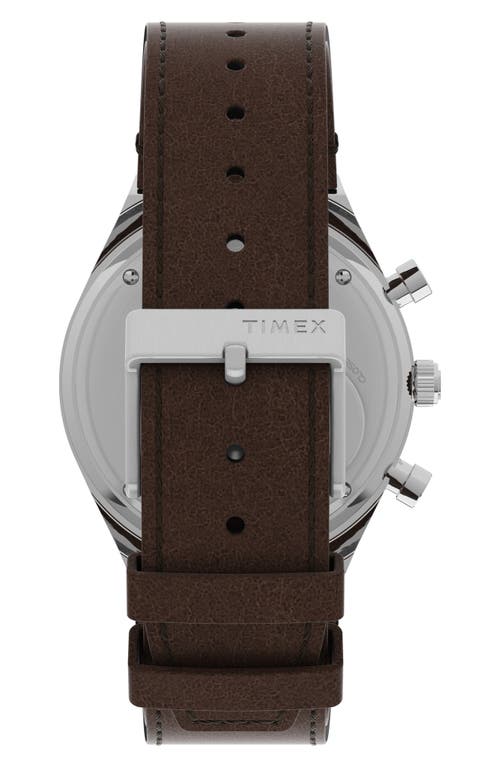 Shop Timex ® Q  Chronograph Leather Strap Watch, 40mm In Silver/cream/brown