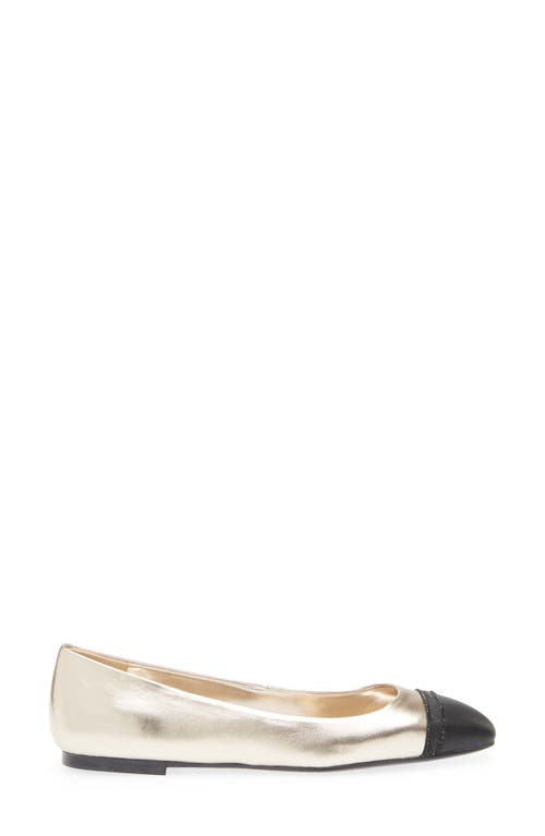 Karl Lagerfeld Paris Zofia Cap Toe Ballet Flat In White Gold/black