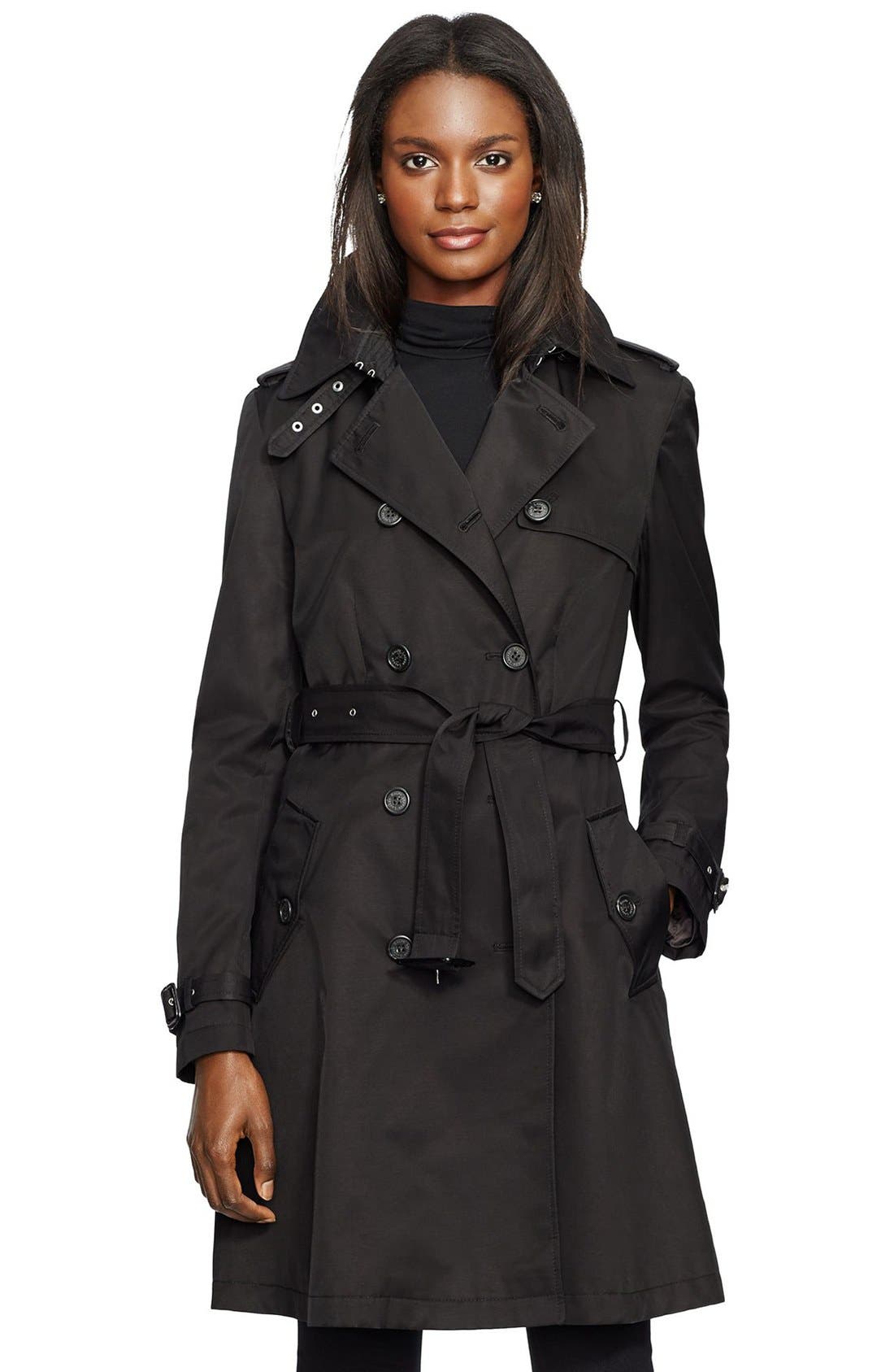 Lauren Ralph Lauren Double Breasted Skirted Trench Coat | Nordstrom