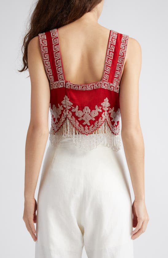 BODE BODE AMRITA BEADED FRINGE CROP TOP