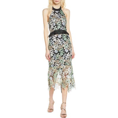 Chi Chi London Jaelana Halter Neck Lace Cocktail Dress, Black