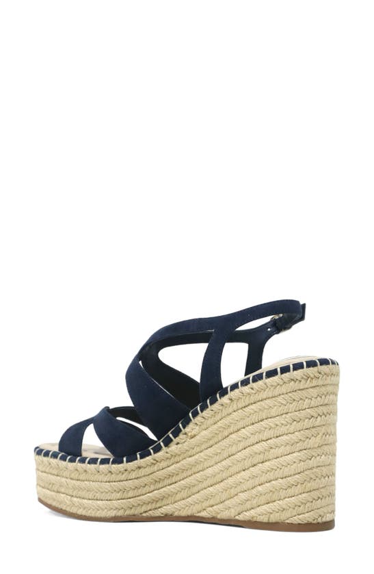 Shop Kenneth Cole New York Solace Platform Wedge Sandal In Navy Suede