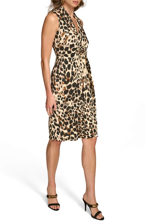 Shop Donna Karan New York Animal Print Asymmetric Dress In Black/ivory Multi