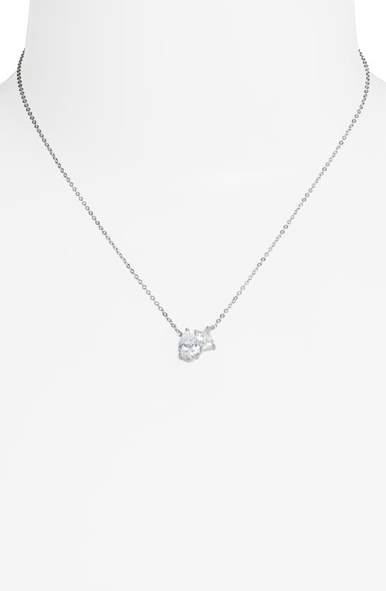 Shop Nordstrom Cubic Zirconia Pendant Necklace In Clear- Silver