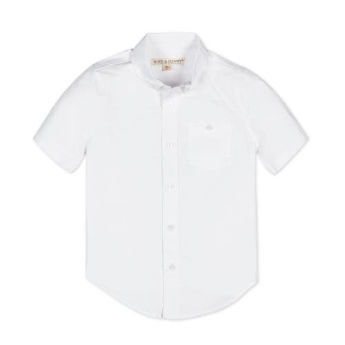 Shop Hope & Henry Boys' Organic Stretch Poplin Short Sleeve Shirt, Kids In White Short Sleeve