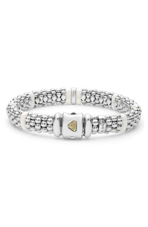 Shop Lagos White Caviar Diamond Station Bracelet In Silver/diamond