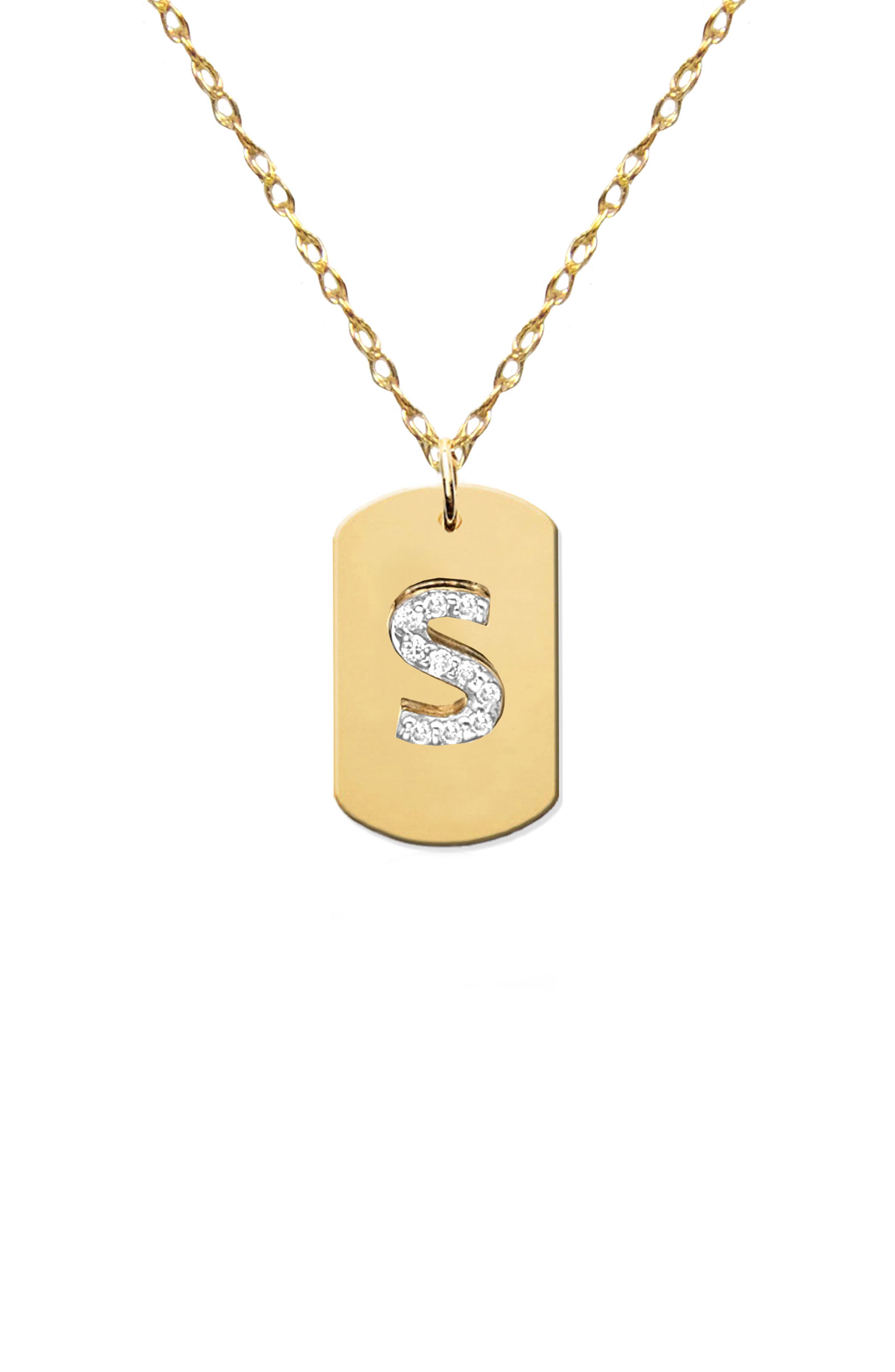 Jane Basch Designs Diamond Initial Dog Tag Necklace (Nordstrom Exclusive)