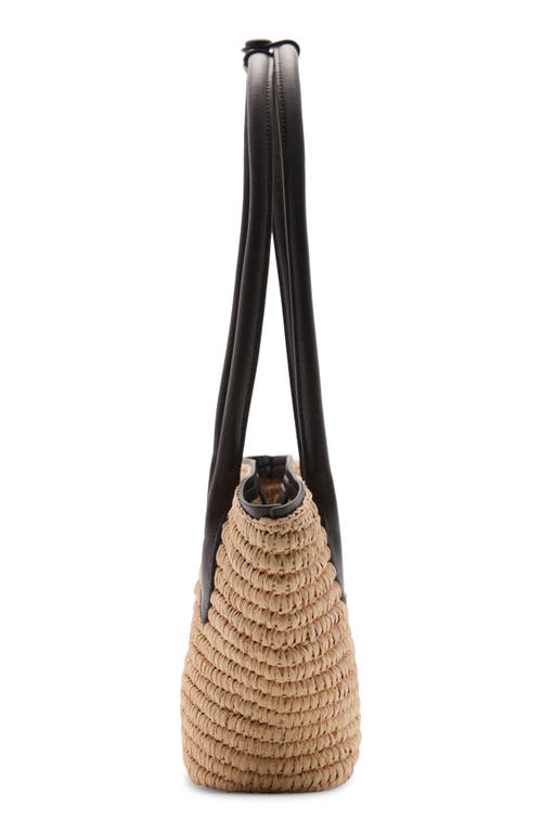 Shop Mango Raffia Tote In Chocolate