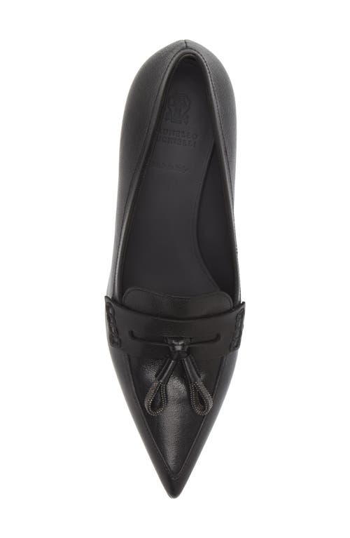 Brunello Cucinelli Monili Tassel Kitten Heel Pump In C101 Nero