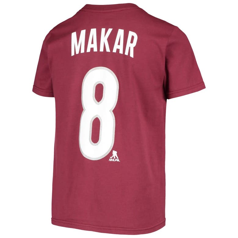 Shop Outerstuff Youth Cale Makar Burgundy Colorado Avalanche Player Name & Number T-shirt