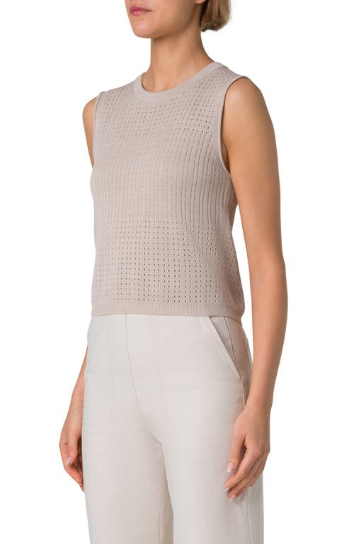Shop Akris Silk & Cotton Pointelle Stitch Sweater Tank In Greige