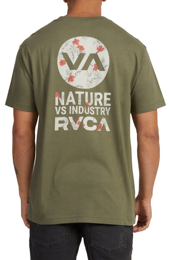 Shop Rvca Drawn In Organic Cotton Graphic T-shirt In Olive