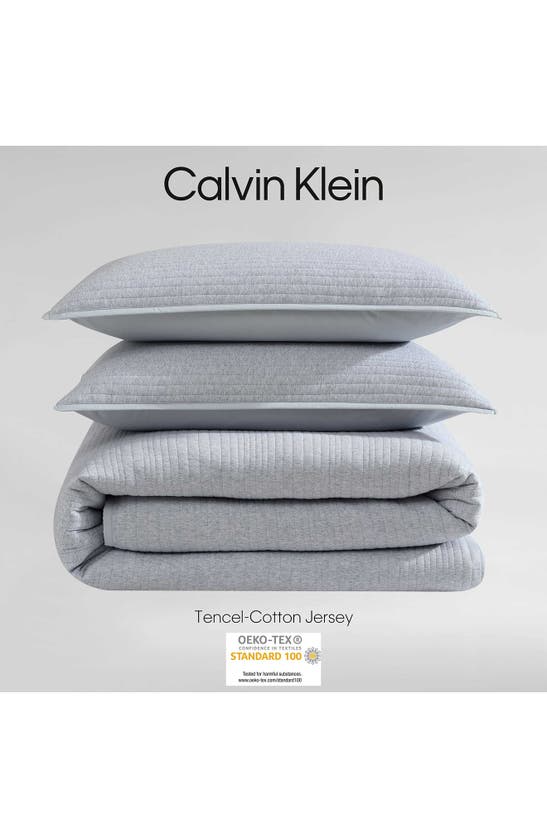 Shop Calvin Klein Mélange Quilted Jersey Duvet Cover & Shams Set In Blue