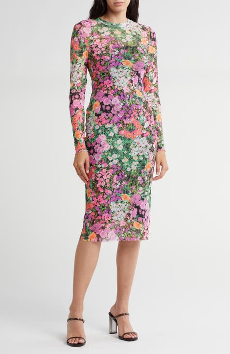 Loah Long Sleeve Mesh Midi Dress (Regular & Plus Size)
