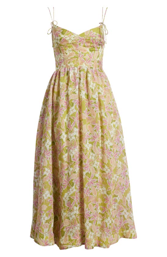 Shop En Saison Serena Floral Midi Dress In Olive Pink