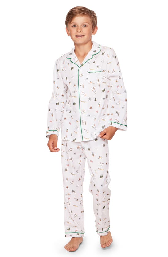 Shop Petite Plume Kids' Camping Print Two-piece Pajamas In White