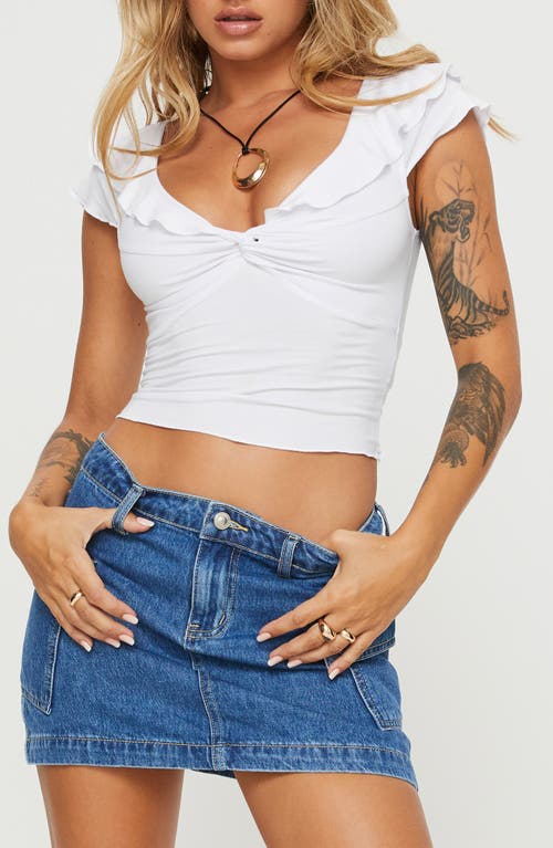 Princess Polly Say Nothing Ruffle Trim Twist Front Sleeveless Top In White