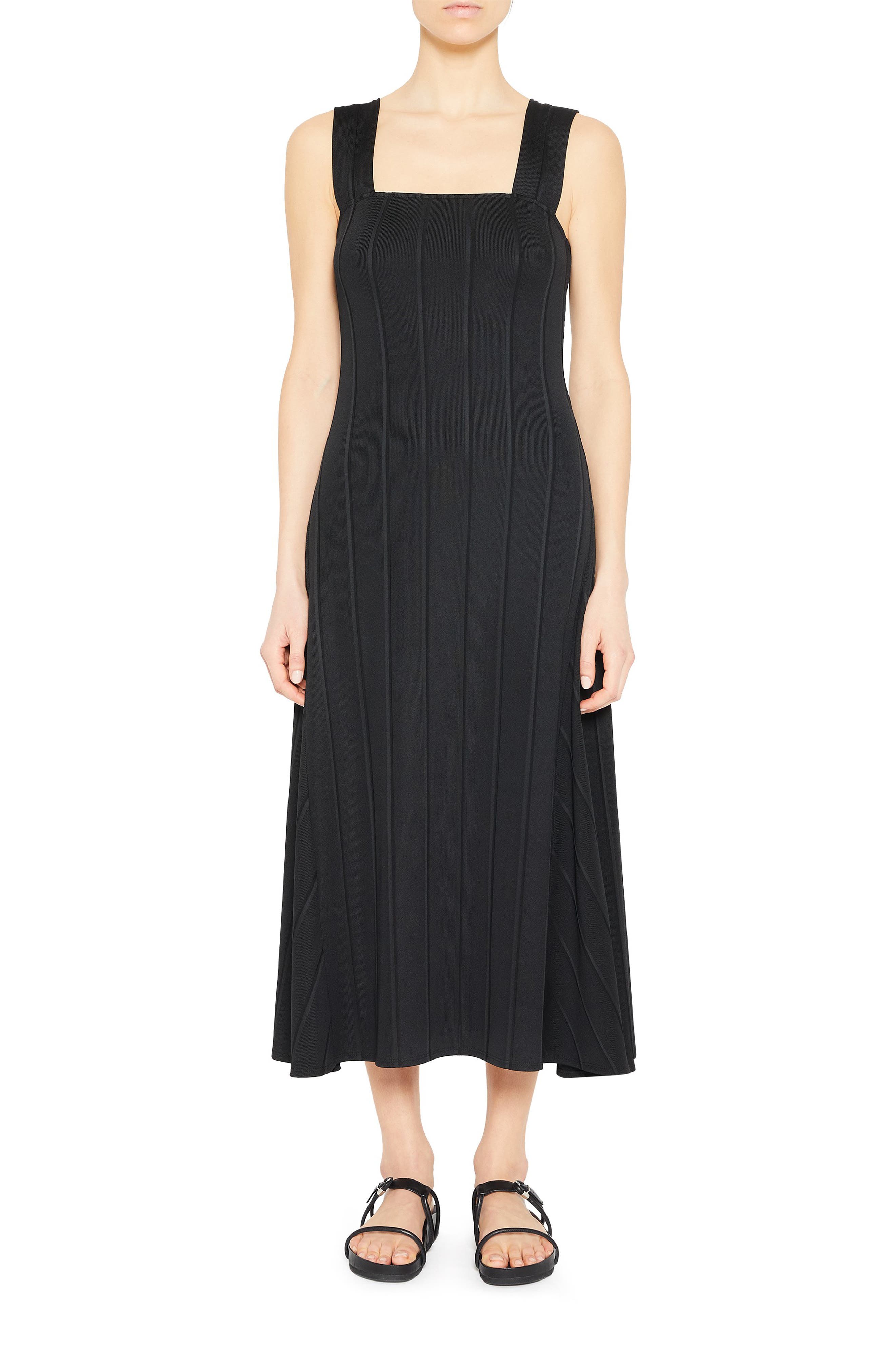 theory pleated square neck dress