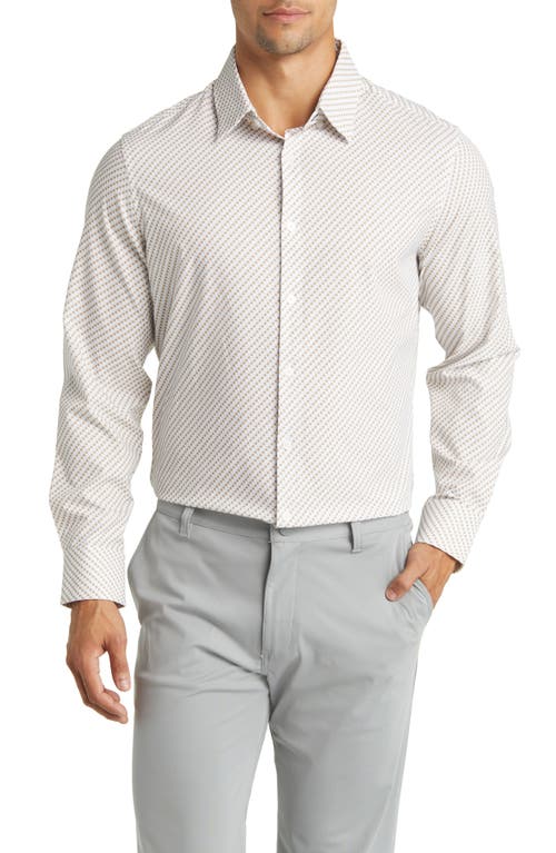 Mizzen+Main Leeward Trim Fit Dot Performance Button-Up Shirt in White Pong Print