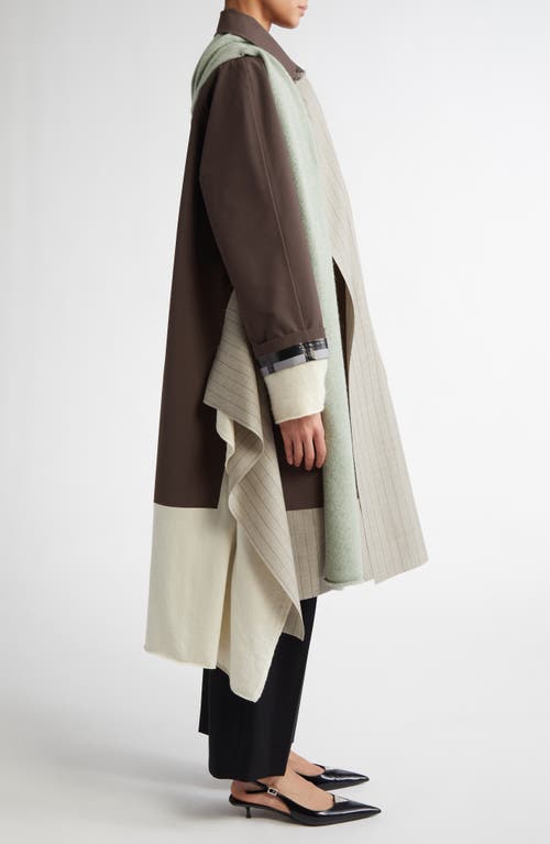 Shop Undercover Mixed Media Coat In Gray Brown