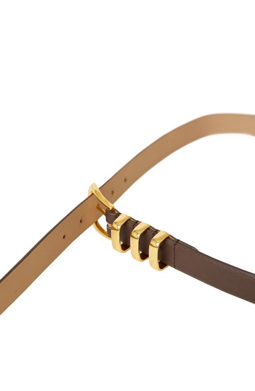 Shop B-low The Belt Kad Leather Belt In Chocolate Gold