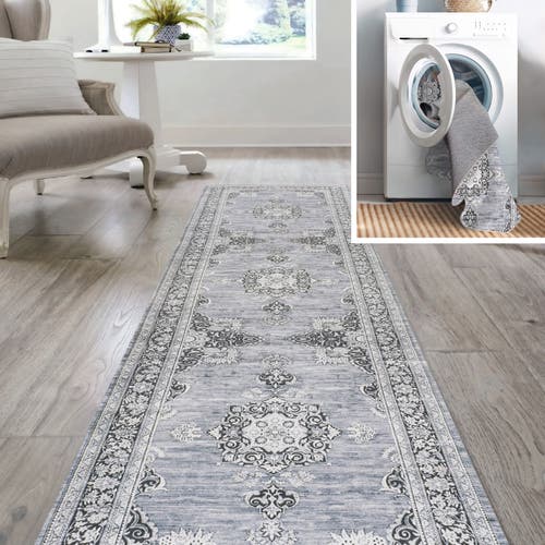 Jonathan Y Bausch Bohemian Distressed Chenille Machine-washable Area Rug In Gray/white