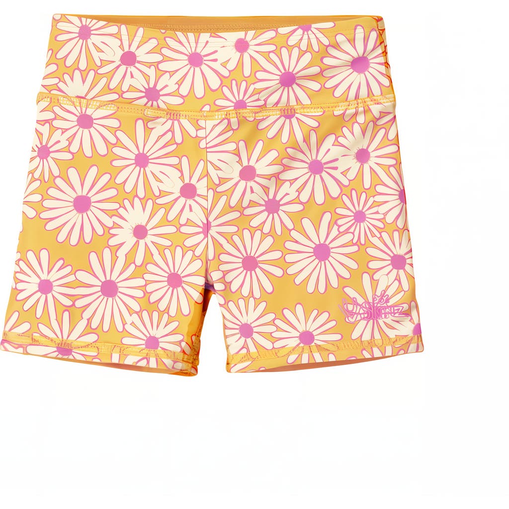 Uv Skinz Reversible Active Swim Shorts In Sunshine Daisies/marigold