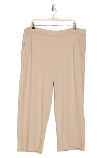 Shop Eileen Fisher Organic Cotton Crop Pants In Khaki