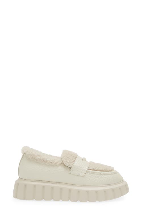 Shop Voile Blanche Grenelle Wool Trim Platform Loafer In Off White