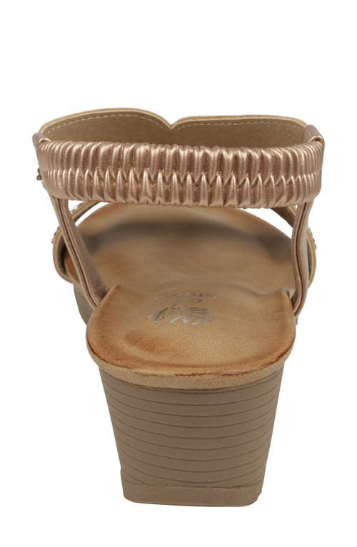 Good Choice New York Celestia Embellished Ankle Strap Wedge Sandal In Rose Gold