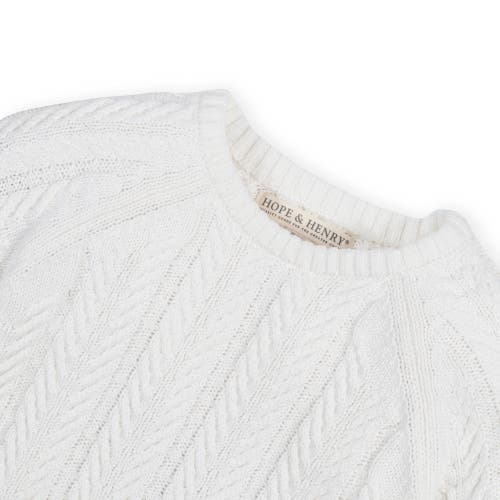 Shop Hope & Henry Baby Girls' Organic Raglan Cable Sweater, Infant In Soft White Leaf Cable