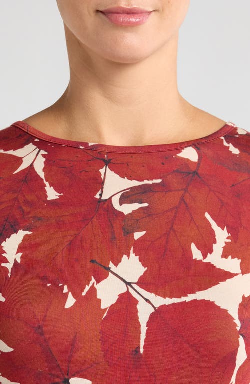 Kilo Brava Long Sleeve Maxi Nightgown In Fallen Leaves