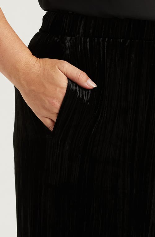 Shop Eileen Fisher Wide Leg Crushed Velvet Ankle Pants In Black