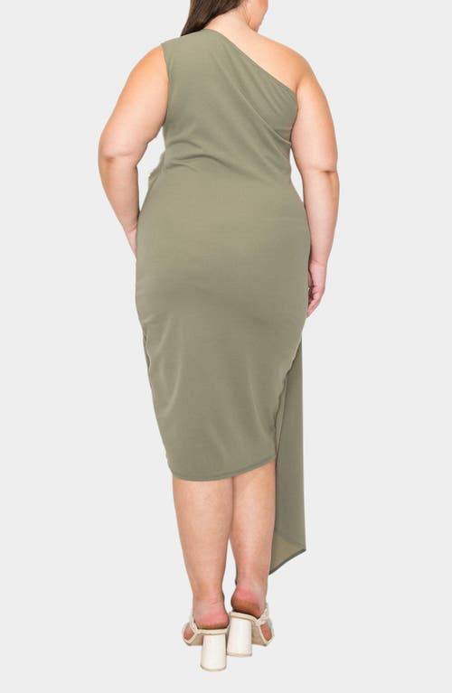 L I V D Esme Draped One-shoulder Dress In Dark Sage