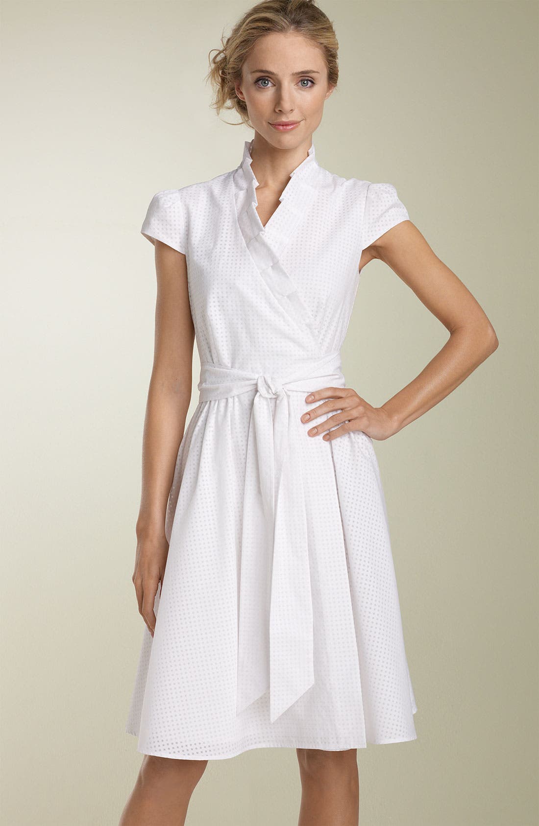 calvin klein white ruffle dress
