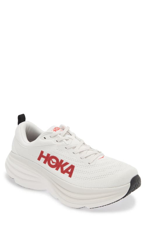 Shop Hoka Bondi 8 Running Shoe In White/vermillion