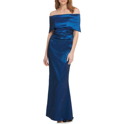 Vince Camuto Off The Shoulder Taffeta Gown, Blue