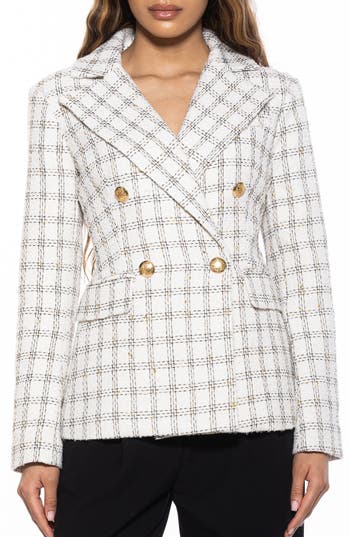 Alexia Admor Women's Farrah Checked Double Breasted Jacket In Ivory Plaid
