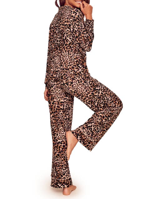 Shop Adore Me Brea Long Knit Pajama Set In Animal Brown