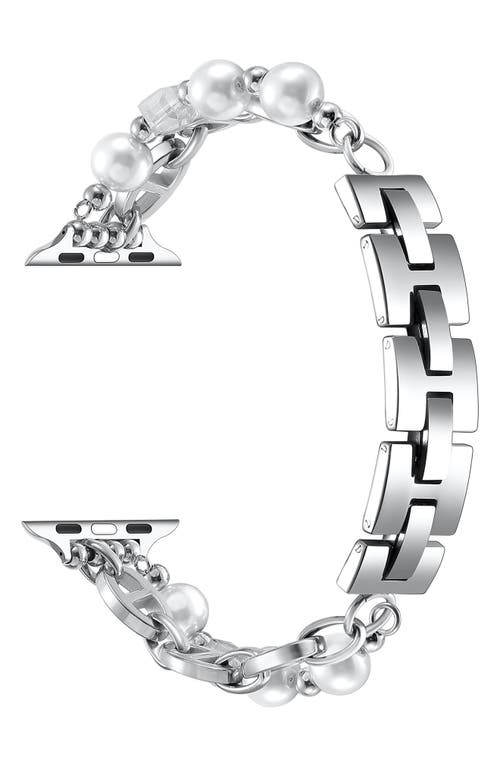 The Posh Tech Luna Imitation Pearl Apple Watch® Watchband, 42mm In Silver