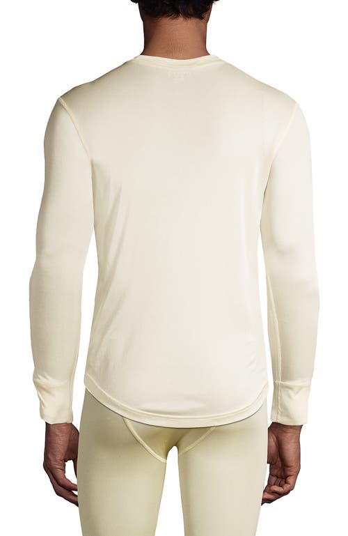 Shop Lands' End Silk Long Underwear Crew Neck In Ecru