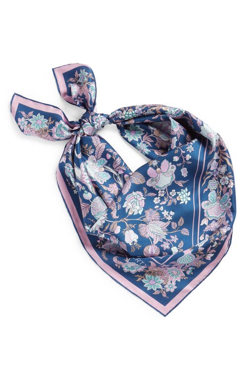 Tree of Life Floral Silk Scarf in Navy