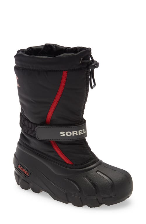 Sorel Kids' Flurry Weather Resistant Snow Boot In Black/bright Red