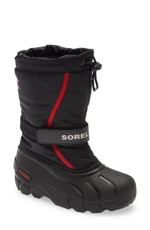 SOREL Flurry Weather Resistant Snow Boot in Black/Bright Red at Nordstrom, Size 1 M