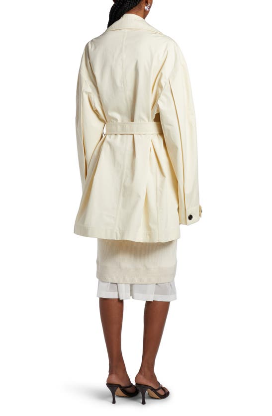 Shop Bottega Veneta Double Breasted Cotton Twill Trench Coat In Parchment