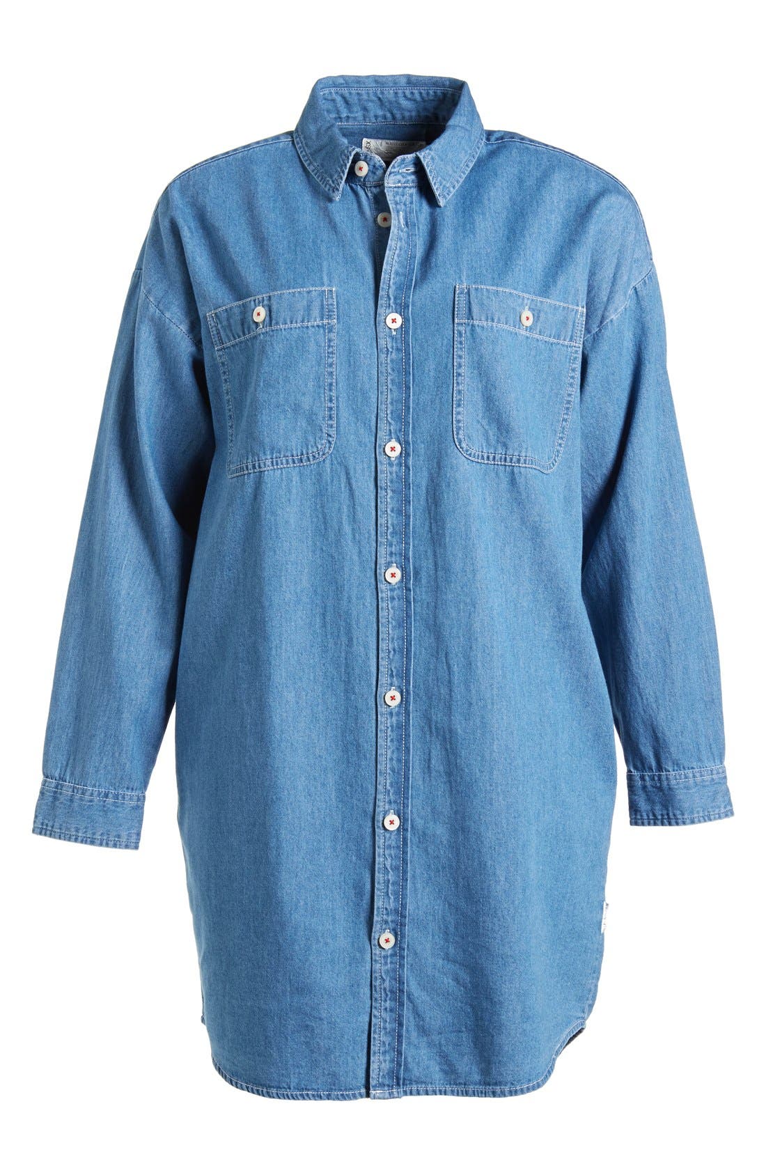 :CHOCOOLATE Two Pocket Denim Shirtdress (Women) | Nordstrom